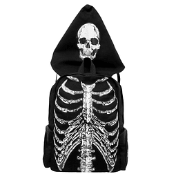 Mochila gótica con diseño de calavera y caja torácica, estil