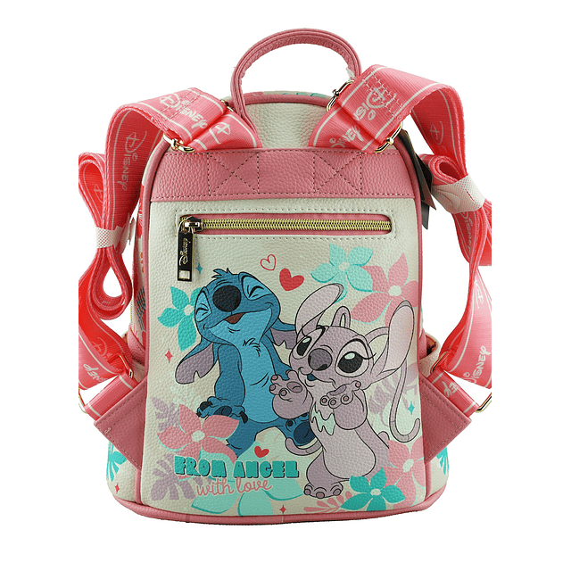 Mini mochila de moda de cuero vegano de Disney Angel and Sti