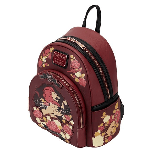 Mini mochila con tatuaje floral de la casa Gryffindor de Har