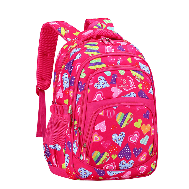 Mochila infantil tropical para niñas | 17 Corazón Magenta |