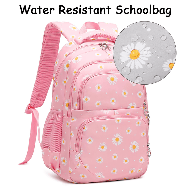 Mochila de margaritas ligera y resistente al agua para niñas