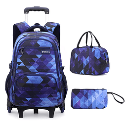 Mochila con ruedas con estampado geométrico para niños y niñ