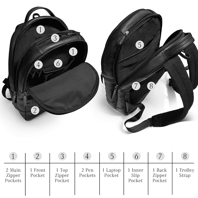 Mochila de cuero genuino para hombres y mujeres, mochila de