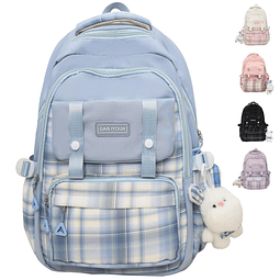 Mochila Kawaii con lindos accesorios, versátil, de gran capa