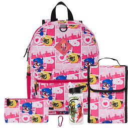 Ladybug Cat Noir - Juego de mochila con bolsa de almuerzo pa