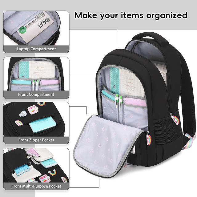 Mochilas lindas para niñas Mochila con lonchera Conjunto de