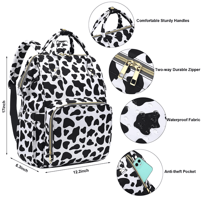 Mochila para ordenador portátil con estampado de vaca para m