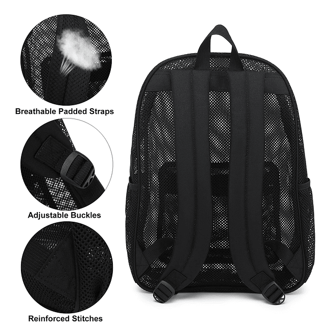 Mochila de malla resistente, mochila transparente para la es