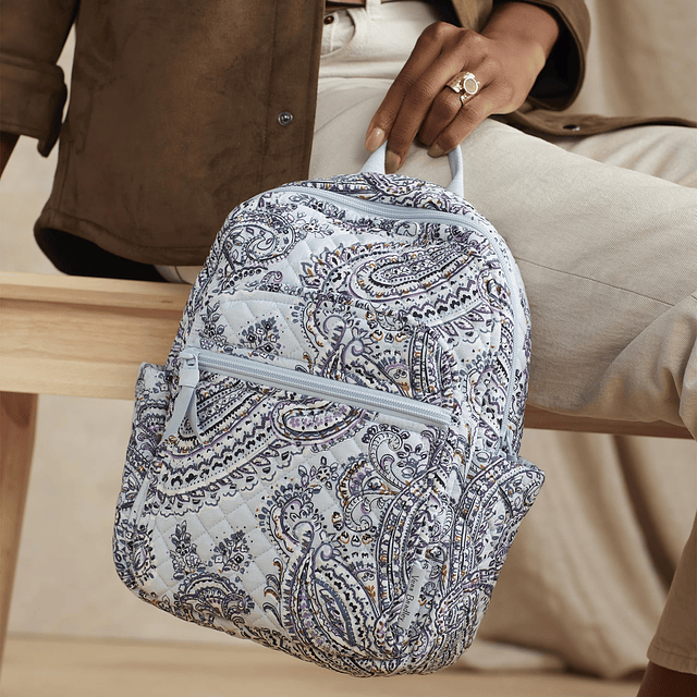 Mochila pequeña de algodón para mujer, Soft Sky Paisley, tal