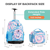 Mochila con ruedas Tie Dye para niñas con bolsa de almuerzo,