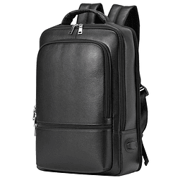 Mochila para ordenador portátil de cuero genuino de 15,6 pul