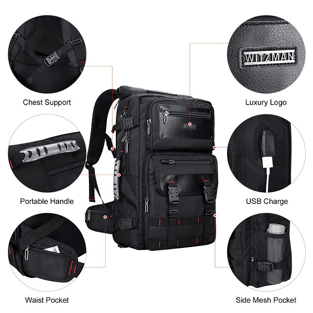 Mochila de viaje para hombre, bolsas de lona aptas para comp