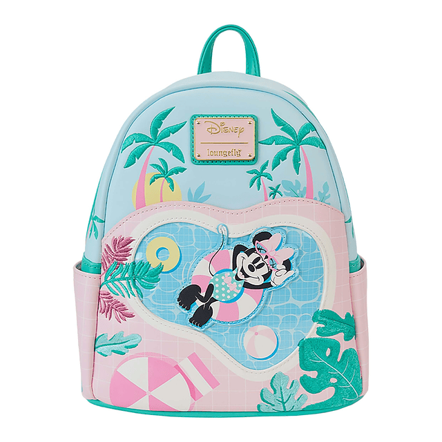 Mini mochila junto a la piscina estilo vacacional de Disney