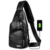 Mochila de cuero para hombre con puerto de carga USB