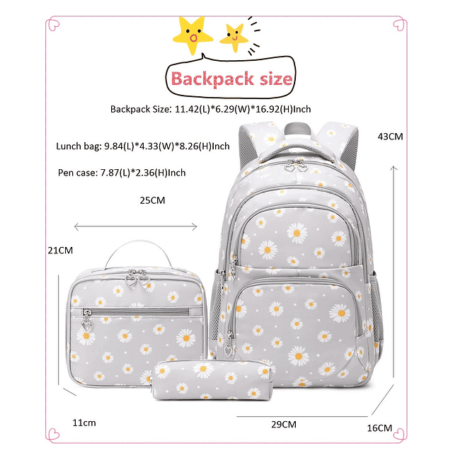 Mochila con estampado de margaritas para niñas y niños, moch