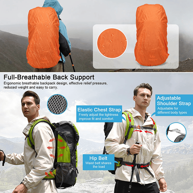 Mochila de 70 litros - Mochila de Senderismo Impermeable par