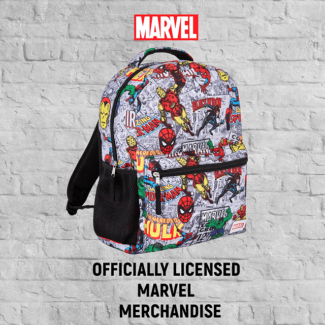 Mochila escolar Comics Allover - Vengadores, Spiderman, Capi