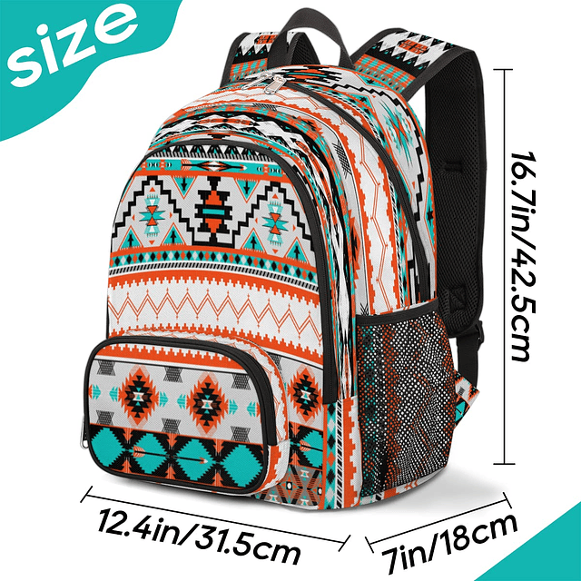 Mochilas escolares con estampado azteca para niñas, niños, a