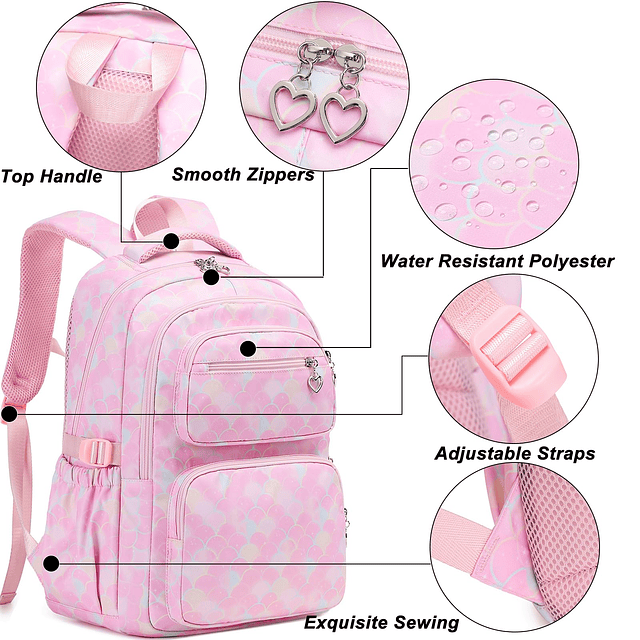 Mochila de sirena para niñas Mochila con lonchera Mochila pa