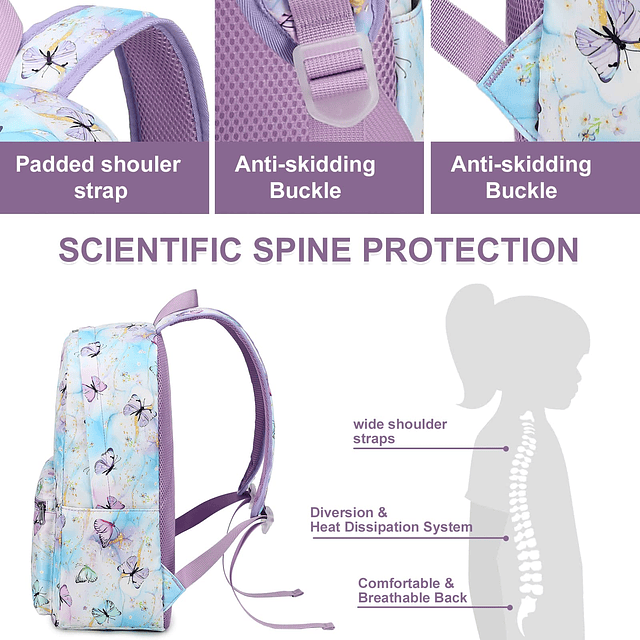 Mochila para niños para niñas, mochila preescolar con maripo