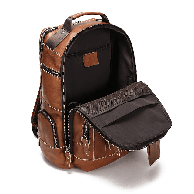 Mochila de cuero genuino vintage para hombres, mochila para