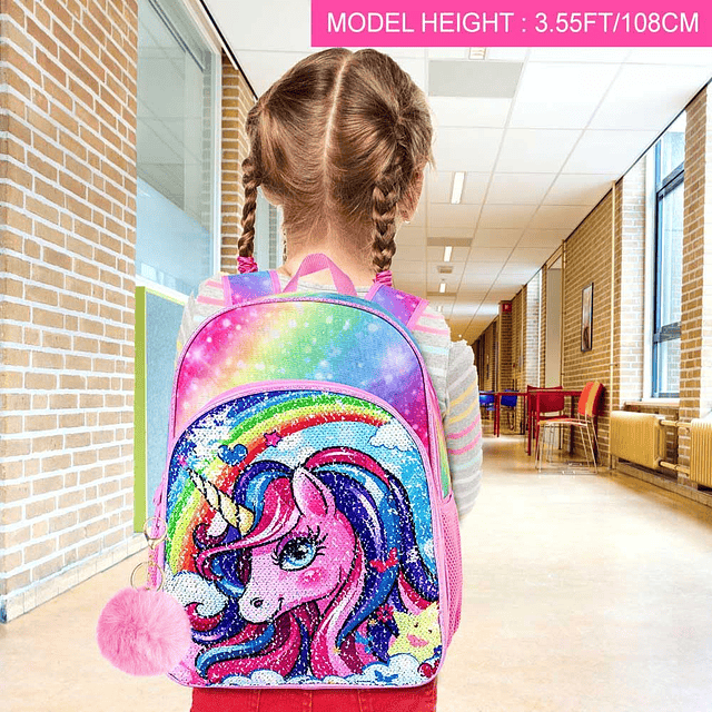 Mochila De Unicornio De 3 Piezas, Mochila para Niños con Len