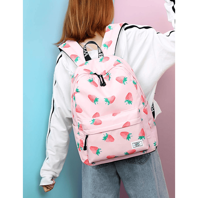 Mochila para adolescentes, Moda Patrón de fresa Mochila para