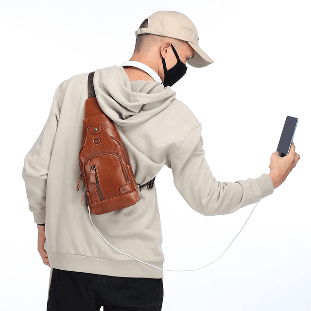 Bolso bandolera de cuero genuino para hombre, bandolera, ban