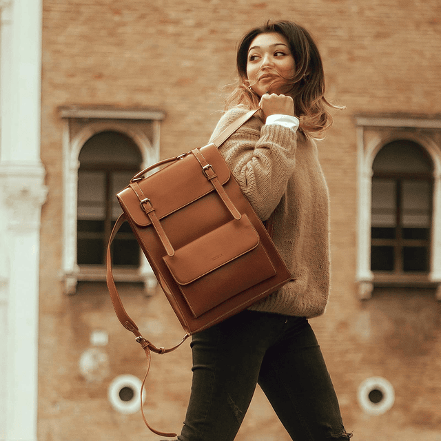 Mochila para ordenador portátil para mujer, de piel sintétic