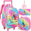 Mochila con ruedas para niñas, mochila de unicornio con rued