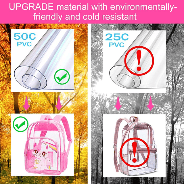 Mochila transparente para niños de 3 piezas para niñas, moch