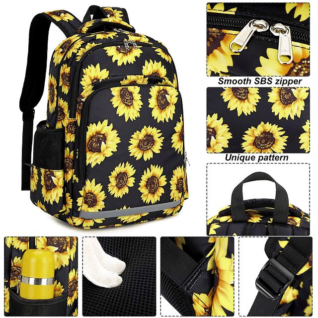 Mochilas escolares Mochila de girasol para niñas Mochila esc