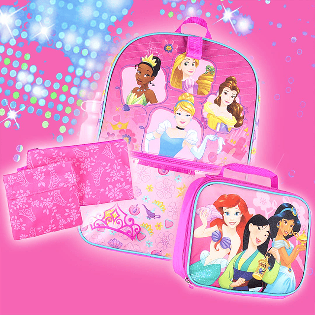 Mochila Disney Princess de 16 pulgadas para niñas, juego de