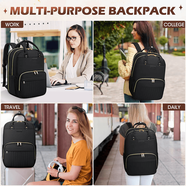 Mochila para ordenador portátil para mujer de 15,6 pulgadas,