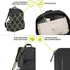 Mochila plegable antirrobo, negra, abierta 10,5 x 17 x 6 Emp