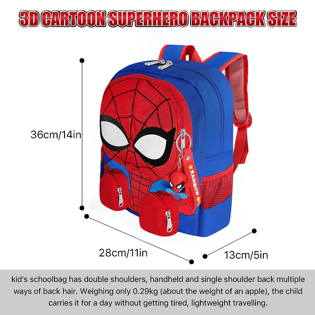 Mochila de superhéroe 3D, mochila de dibujos animados para n