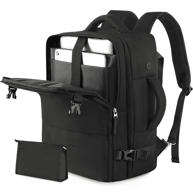 Mochila para hombres y mujeres, mochila negra para viajar en