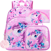 Mochila de unicornio de 3 piezas para niñas, mochila de lent