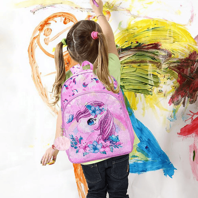 Mochila de unicornio de 3 piezas para niñas, mochila de lent