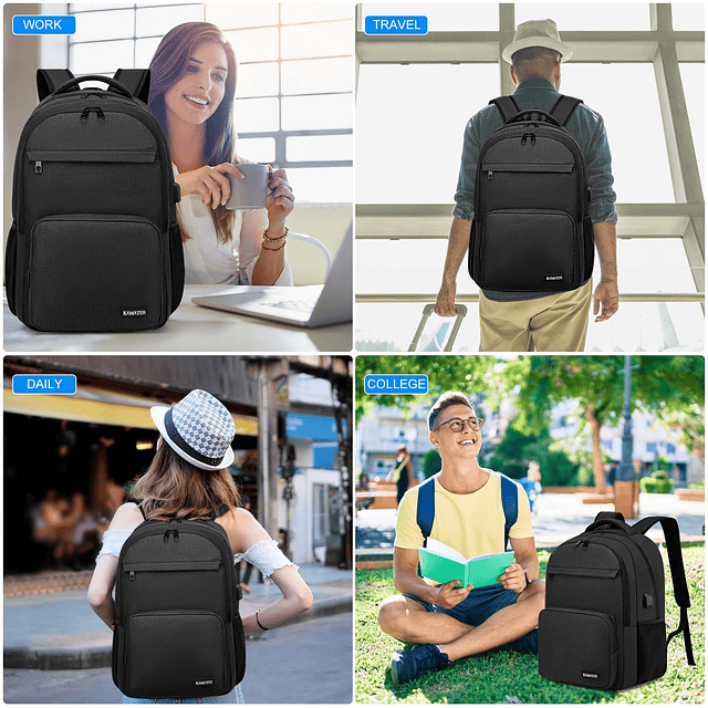 Mochila negra para la escuela, mochila escolar para adolesce