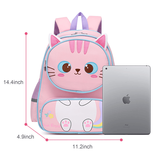 Mochila para niñas, linda mochila de gato de dibujos animado