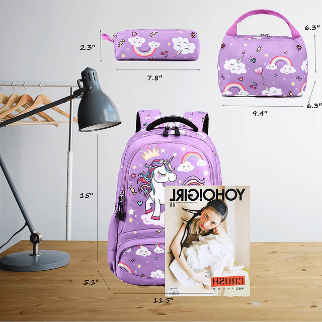 Mochila de unicornio para niñas Mochila escolar para niños d