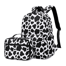 Juego de mochila para niñas con estampado de vaca para adole