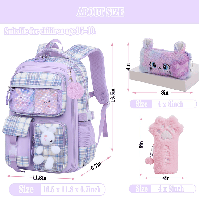 Linda mochila para niñas, linda mochila escolar para niños c