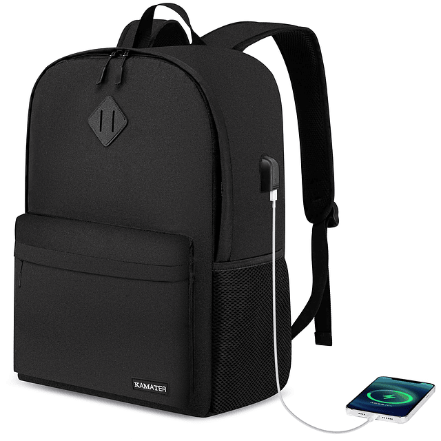 Mochila para portátil para mujeres y hombres, mochila negra