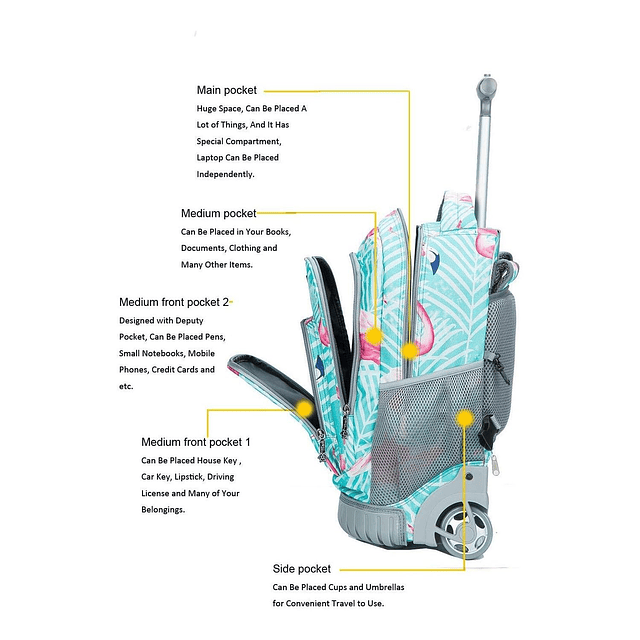 Mochila con ruedas para niños Mochila para computadora portá