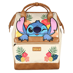 Mochila Disney Lilo y Stitch con diseño floral bordado en 3D