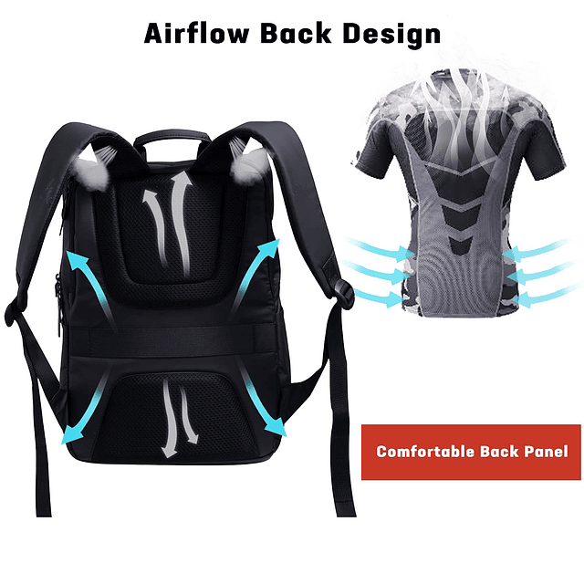 Mochila para portátil, negra, unisex, compartimento para por