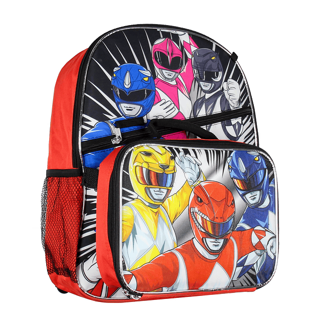 Power Rangers Let's Do This Mochila Ranger roja, rosa, negra