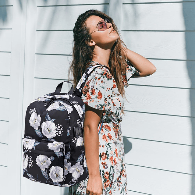 Mochila para niñas con lonchera, mochila floral y bolsa de a